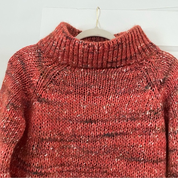 Anthropologie Moth Marled‎ Mock Neck Orange Knit Sweater wool alpaca silk - Picture 4 of 7